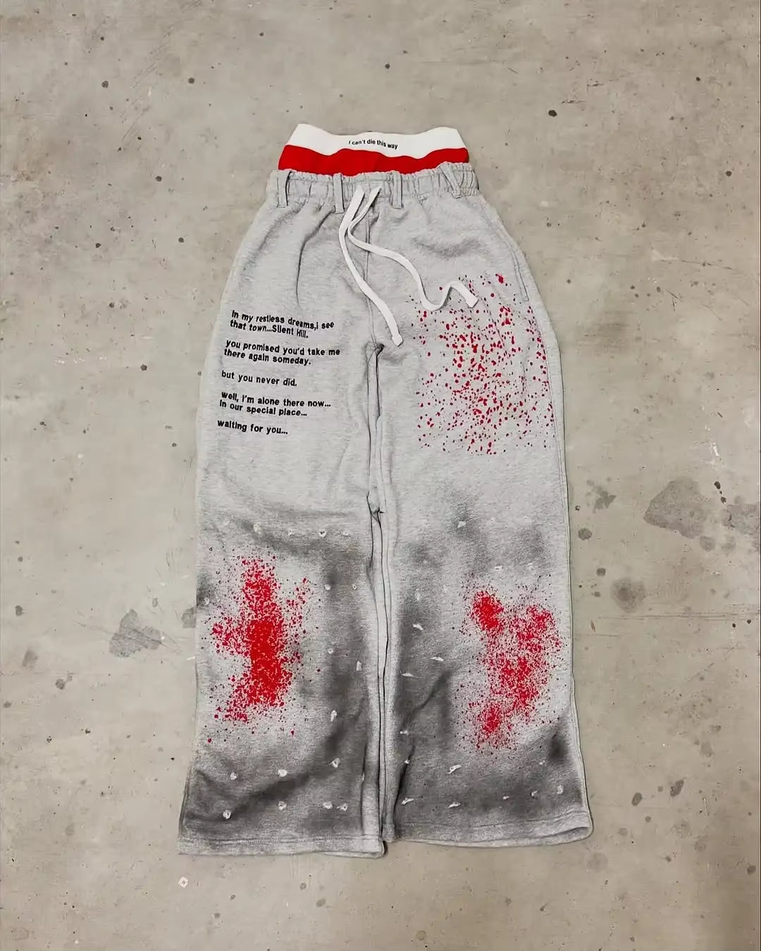 Classic Loose Waist Single-Sided Art Letter Printed Straight-Mounted Sweatpants Men Simple Primary Colors Breathable Casual Pant