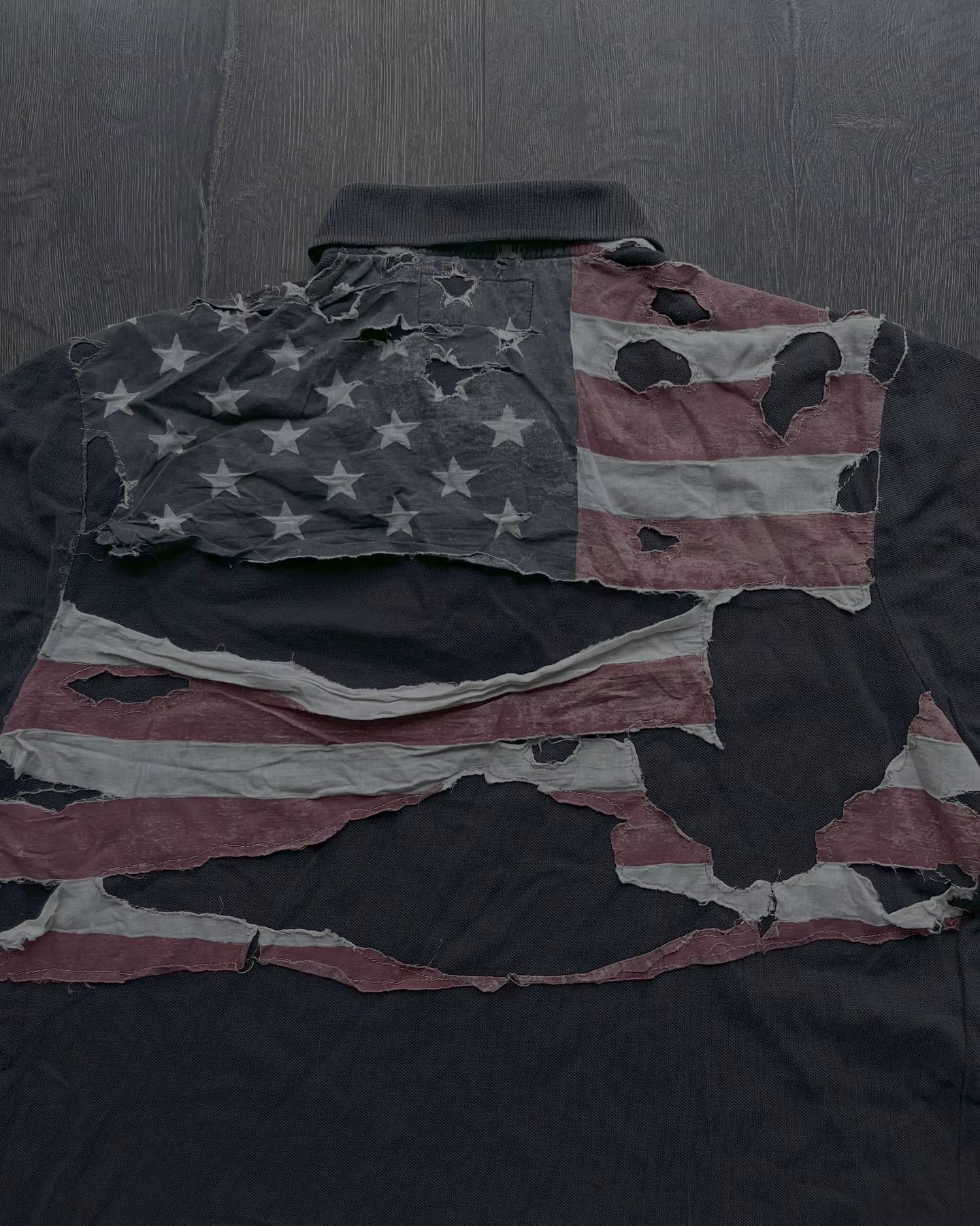 America Retro Flag Polo Shirt Streetwear Men Women Hip Hop Tear Patchwork Short Sleeve Shirt Y2K Cotton Top Baseball Clothing