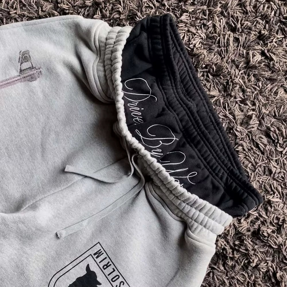 Y2K High-Waisted Printed Embroidered Street Guard Pants Spring Summer Casual Straight Leg Double Waist Design Fashionable